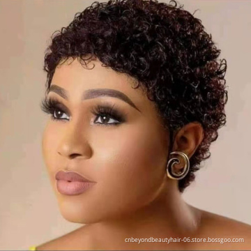 Short Human Hair Wig new Pixie Cut full machine wig For Black Women human hair Pixie curly wig